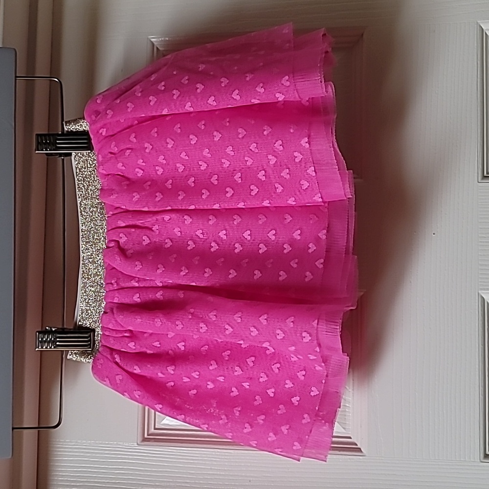 Cat & Jack Gold Band with Pink Heart Tully Built In Cotton Panty Shirt, 24 Month